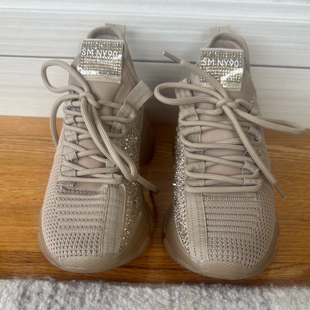 Steve Madden NY90 Tan Rhinestone Sneakers